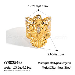 304 Stainless Steel Micro Pave Cubic Zirconia Cuff Open Rings&nbsp;NZ1589