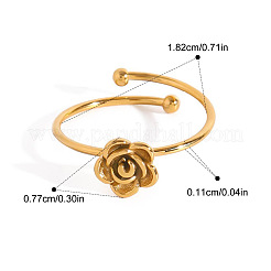 304ステンレススチール製調節可能な女性用オープンカフリング  花  18KGP本金メッキ  内径: 調節可能&nbsp;YV9838