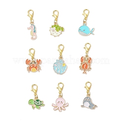 海洋動物合金エナメルペンダント装飾9個  亜鉛合金カニカン付き  ミックスカラー  26~33mm&nbsp;HJEW-JM03549