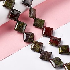 天然石ドラゴンブラッドビーズ連売り  菱形  18~19x18~19x6mm  辺の長さ：15~15.5mm  穴：1.4mm  約21個/連  15.75''（40センチメートル）&nbsp;G-L254-14