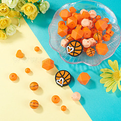 67Pcs 7 Styles Sports Ball Silicone Beads&nbsp;SIL-TA0003-47B