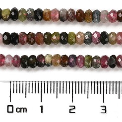 天然石トルマリンビーズ連売り  多面カット  ロンデル  グレードAA  4~4.5x2~2.6mm  穴：0.8~0.9mm  約150~175個/連  15.16'~15.39''（38.5~39.1センチメートル）&nbsp;G-Q002-A01-01