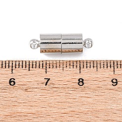 ループ付き真鍮製マグネットクラスプ  ニッケルフリー  コラム  プラチナ  16x6mm  穴：1.5mm&nbsp;MC027-NF