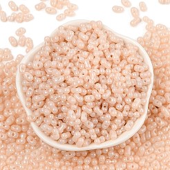 焼付塗装ガラスシードビーズ  ピーナッツ  ビスク  6x3.5x3mm  穴：1mm  約4500個/ポンド&nbsp;SEED-L011-09A-11