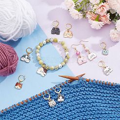 Alloy Enamel Cat Charm Locking Stitch Markers&nbsp;HJEW-AB00539