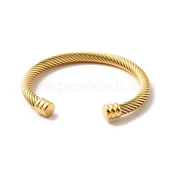 Ion Plating(IP) 304 Stainless Steel Twist Rope Open Cuff Bangle&nbsp;BJEW-P283-10B-G