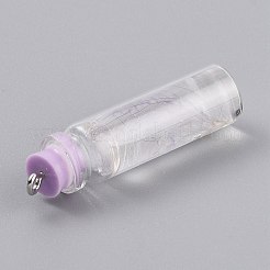 透明なガラス瓶のペンダントデコレーション  内側にフェザーとプラスチックストッパー付き  プラム  41x11mm  穴：2mm&nbsp;EGLA-B002-01E