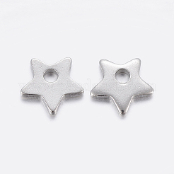 変色しにくい304ステンレススチールチャーム  切り取る  スター  ステンレス鋼色  6x6x1mm  穴：1mm&nbsp;X-STAS-F159-54P