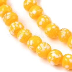手作りランプワークビーズ連売り  ラウンド  ゴールド  6mm  穴：2mm  約50個/連  9.45''（24センチメートル）&nbsp;LAMP-H071-01A-07
