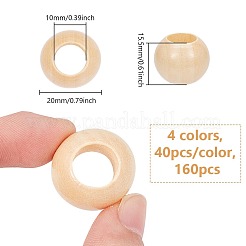 160Pcs 4 Colors Wood Beads&nbsp;WOOD-NB0002-92