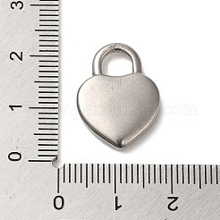 変色しない304ステンレススチールペンダント  ハートロックチャーム  ステンレス鋼色  20x15x3mm  穴：5~5.5mm&nbsp;STAS-R223-02I