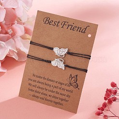 2 個真鍮エナメルバタフライリンクブレスレットセット  女性のための調節可能なBFFブレスレット.  プラチナ  ピンク  4-3/4~9インチ（12~23cm）&nbsp;JB731A