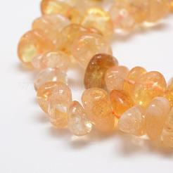 天然石シトリンビーズ連売り  ナゲット  染め＆加熱  12~20x6~8mm  穴：1mm  15.3インチ（39cm）&nbsp;G-F521-01