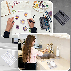2個 2色 プラスチック ネイルアート ペンホルダー スタンド  9 個のペン  長方形  ミックスカラー  9.6x7.5x2cm  1pc /カラー&nbsp;MRMJ-ME00001-10B