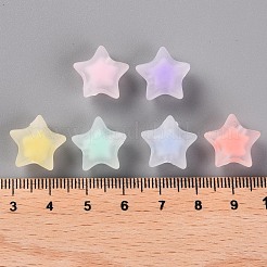 透明なアクリルビーズ  艶消し  二層ビーズ  スター  ミックスカラー  14x15x8.5mm  穴：2mm  約518個/500g&nbsp;TACR-S152-02C