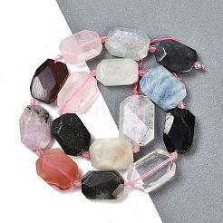 Natural Quartz Crystal/Rose Quartz & Agate/Tourmaline & Indian Agate Beads Strands&nbsp;G-B125-P26-01
