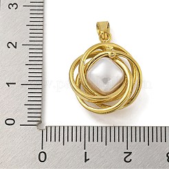 イオンプレーティング（IP）304ステンレスペンダント  ABS模造真珠プラスチックペンダント付き  花  ラウンド  20.5x17.5x8.8mm  穴：4.5x3mm&nbsp;STAS-U024-G-02F