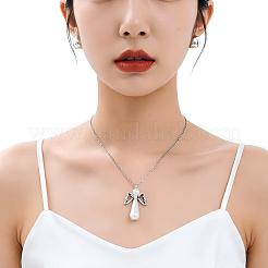 Acrylic Imitation Pearl with Alloy Pendants&nbsp;PALLOY-YW00001