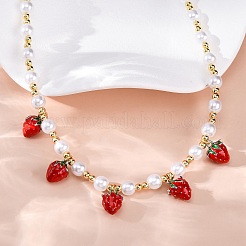 Brass Micro Pave Clear Cubic Zirconia Beaded Necklaces&nbsp;NJEW-Z059-04G-03