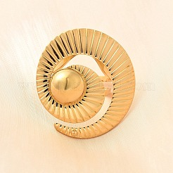 304ステンレススチールカフリング  18KGP本金メッキ  巻き貝  35x32mm  内径: 調節可能&nbsp;RJEW-E437-01G-02