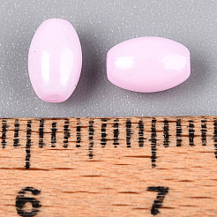 不透明色光沢ガラスシードビーズ  丸い穴  オーバル  パールピンク  6.5~7x4~4.5mm  穴：0.9~1mm  約2645個/ポンド&nbsp;SEED-N008-02A-05