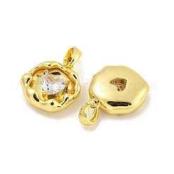 Brass Micro Pave Clear Cubic Zirconia Pendants&nbsp;KK-G490-03G