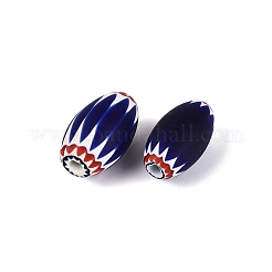 手作りのミルフィオリガラス樽ビーズ  シェブロンビーズ  ダークブルー  19~25x10~16mm  穴：0.5~5mm&nbsp;LA-N002-09E