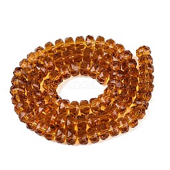 透明ガラスビーズ連売り  ロンデル  多面カット  チョコレート  7.5~8x5mm  穴：1~1.2mm  約77~81個/連  14.96~17.32インチ（38~44cm）&nbsp;GLAA-Q114-01A-A14