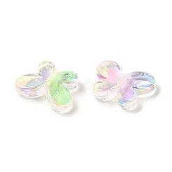 透明UVメッキレインボー虹色アクリルビーズ  蝶  クリアAB  12.8x17.2x4.3mm  穴：2mm&nbsp;OACR-A021-04