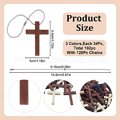 102Pcs Cross Wood Pendant Decorations&nbsp;DIY-GO0002-52
