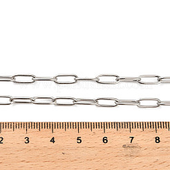304ステンレススチールペーパークリップチェーンネックレス女性男性用  ステンレス鋼色  17.91インチ（45.5cm）&nbsp;NJEW-G161-01P