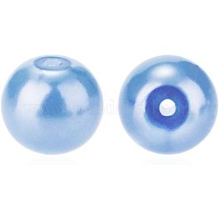 パール調ガラスパールラウンドビーズ  染め  ライトスカイブルー  6mm  穴：1.2~1.5mm  約400個/箱&nbsp;HY-PH0001-6mm-006