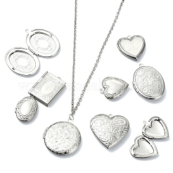 9Pcs 9 Styles Brass & 316 Stainless Steel Locket Pendants&nbsp;FIND-YW0012-03