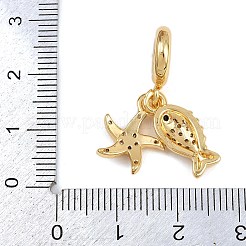 Brass Micro Pave Clear Cubic Zirconia European Dangle Charms&nbsp;KK-N271-45G