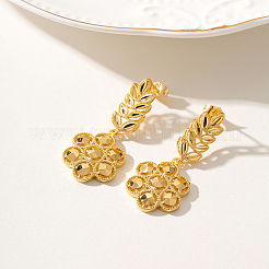 Elegant Vintage Flower Brass Dangle Stud Earrings&nbsp;IR7632