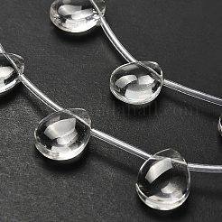 透明ガラスビーズ連売り  ティアドロップ  透明  15x12x6mm  穴：0.6mm  約17個/連  16.14''（41センチメートル）&nbsp;G-P562-01