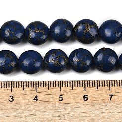 合成ハウライト模造ラピスラズリビーズ  フラットラウンド  染め  ブルー  10x7mm  穴：1.4mm  約39個/連  15.28''（38.8センチメートル）&nbsp;G-S393-12A-10mm