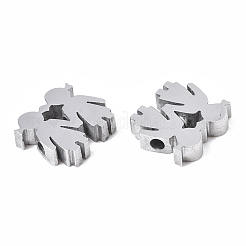 変色しにくい304ステンレススチールビーズ  姉妹  ステンレス鋼色  11.5x12.5x3mm  穴：2mm&nbsp;STAS-S079-173P