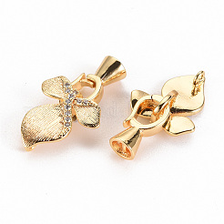 Brass Micro Pave Clear Cubic Zirconia Pendants Bail&nbsp;KK-S356-305-NF