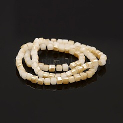 Half Rainbow Plated Imitation Jade Glass Faceted Cube Beads Strands&nbsp;GLAA-A031-3mm-HR04