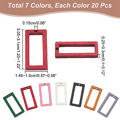 140個7色ウッドペンダント  染め  中空長方形チャーム  ミックスカラー  30.5~31x14.5~15x2.5~3mm  穴：1.5mm  20個/カラー&nbsp;WOOD-NB0002-29