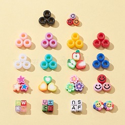 DIYキャンディーカラーブレスレット作りキット  アクリル ヨーロピアン & ポリマークレイ ビーズを含む  花と実と星と笑顔とハート  ミックスカラー  ビーズ：573個/箱&nbsp;DIY-FS0003-47