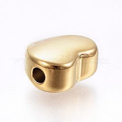 304ステンレススチールビーズ  ハート  ゴールドカラー  10x12x6mm  穴：2.5mm&nbsp;STAS-H458-41G