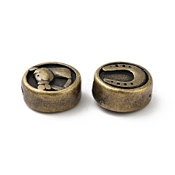 304ステンレススチールビーズ  馬の模様とフラットラウンド  アンティークブロンズ  10.5x5mm  穴：2mm&nbsp;STAS-C055-02AB
