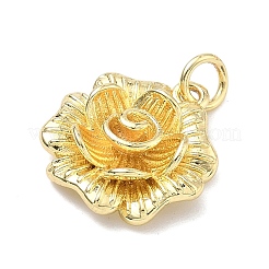 真鍮チャーム  花のチャーム  ゴールドカラー  17x15.5x5mm  丸カン：5x1ミリ  内径：3mm&nbsp;KK-K417-10G