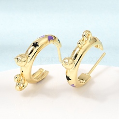 Brass Enamel Stud Earrings&nbsp;KK-CBA8324-23G
