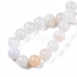 天然石クラック瑪瑙ビーズ連売り  染め  ラウンド  フローラルホワイト  8mm  穴：1.2mm  約48個/連  14.96''（38センチメートル）&nbsp;G-S359-240B-1
