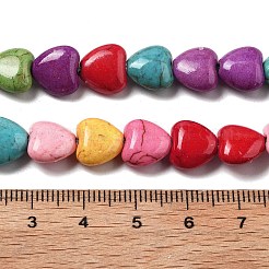 合成ターコイズビーズ連売り  スプレー塗装  ハート  ミックスカラー  9~9.5x10x5~5.5mm  穴：1.6mm  約43個/連  15.08''（38.3センチメートル）&nbsp;G-B140-F01