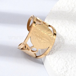 304 Stainless Steel Open Cuff Rings for Women&nbsp;RJEW-A099-01G