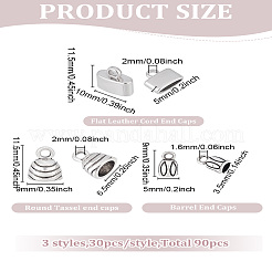 90Pcs 3 Styles Tibetan Style Alloy End Caps&nbsp;TIBE-LP0001-08